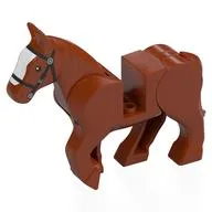 Animal, Horse, Moveable Legs with Black Bridle and Wide White Blaze Print, Dark Orange