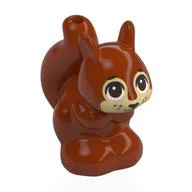 Animal, Squirrel with Tan Face, Dark Brown Eyes Print, Dark Orange