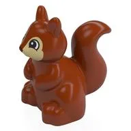Duplo Animal Squirrel with Black and White Curved Eyes on Tan Face Print, Dark Orange