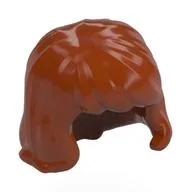 Hair Mid-Length, Wavy, Tidy Bangs, Dark Orange