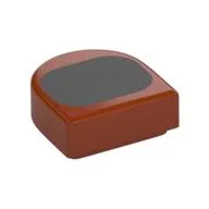Tile Round 1 x 1 Half Circle with Black Rounded Oval Print, Dark Orange