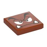 Tile 2 x 2 with Goomba Face, Annoyed Print, Dark Orange