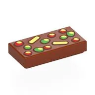 Tile 1 x 2 with Bright Light Yellow, Bright Green, Red Fruitcake Print, Dark Orange