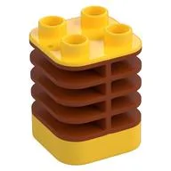 Duplo Brick 2 x 2 x 2 Yellow with Flex Spring, Dark Orange