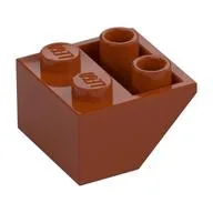 Brick Sloped Inverted 45° 2 x 2 [Ovoid Bottom Pin, Bar-sized Stud Holes], Dark Orange