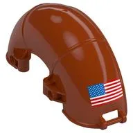 Technic Panel Mudguard Half Circle 5 x 15 x 7 with Handles and America Flag Left Print, Dark Orange