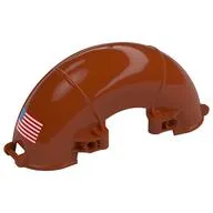 Technic Panel Mudguard Half Circle 5 x 15 x 7 with Handles and America Flag Right Print, Dark Orange