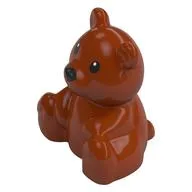Duplo Animal Bear, Sitting, Black Eyes and Nose Print, Dark Orange