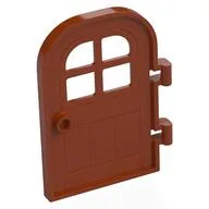 Door Right 4 x 6 with Curved Top, Bars, Dark Orange