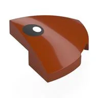 Brick Round Corner, Curved 2 x 2 x 2/3 Quarter Circle with Black Eye, White Pupil Print, Dark Orange