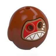 Pillow Plush Toy, Kakamora with Nougat Face, White Sharp Teeth, Red Paint, Dark Orange