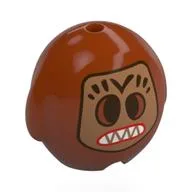 Pillow Plush Toy, Kakamora with Nougat Face, Sharp Teeth, Red Mouth Print, Dark Orange