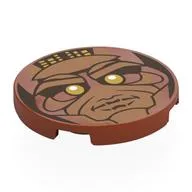 Tile Round 3 x 3 with The Wizard Face Print, Dark Orange