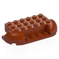 Brick Curved 4 x 8 with Rounded Ends, 1 x 4 Cutout in Front, Two 1 x 2 Cutouts in Back, Dark Orange