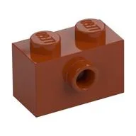 Brick Special 1 x 2 with 1 Center Stud on 1 Side, Bottom Stud Holder, Dark Orange