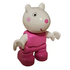 Duplo Figure Child, Rabbit with White Head, Dark Pink Nose Print, Dark Pink
