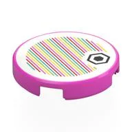 Tile Round 2 x 2 with Hexagon, Barcode Print (Sticker), Dark Pink