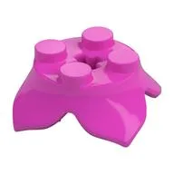 Plant, Leaves, Round 2 x 2 x 2/3 with + Axle Hole and 4 Leaf Extensions, Dark Pink