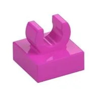 Tile Special 1 x 1 with Clip with Rounded Edges, Dark Pink