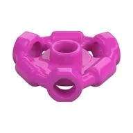 Plate Special 1 x 1 with Hole Through Stud, 3 Bars and 3 Bar Holes, Dark Pink