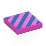 Tile 2 x 2 with Dark Blue Diagonal Stripes Print, Dark Pink
