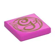 Tile 2 x 2 with Gold Stylish 'G' Print, Dark Pink
