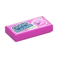 Tile 1 x 2 with 'Guble Bubble' Print, Dark Pink