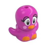 Animal, Bird, Bright Light Orange Beak and Feet, Bright Pink Cheeks, Eyelashes Print, Dark Pink