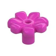 Plant, Flower, Minifig Accessory with 7 Thick Petals and Pin, Center Ring, Dark Pink