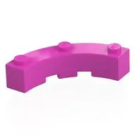 Brick Round Corner 4 x 4 Macaroni Wide with 3 Studs, Dark Pink