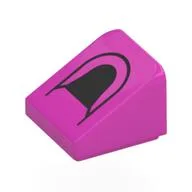 Brick Sloped 30° 1 x 1 x 2/3 with Black Safety Bar Print, Dark Pink