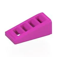 Brick Sloped 18° 2 x 1 x 2/3 with 4 Slots / Grate, Dark Pink
