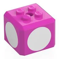 Brick Special Cube with 2 x 2 Studs on Top, and White Circles Print, Dark Pink