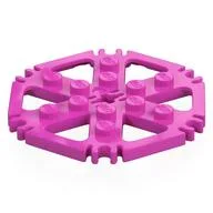 Technic Plate Rotor 6 Blade with Clip Ends Connected [aka Water Wheel] - Solid Studs, Dark Pink