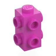 Brick Special 1 x 1 x 1 2/3 with 6 Studs on 3 Sides, Dark Pink