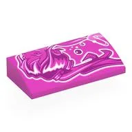 Brick Curved 2 x 4 x 2/3 No Studs with Dark Purple/White Graffiti Girl Print, Dark Pink