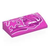 Brick Curved 2 x 4 x 2/3 No Studs with Dark Purple/White Graffiti Girl Print, Dark Pink