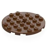Plate Round 6 x 6 with Hole, Reddish Brown