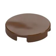 Tile Round 2 x 2 with Bottom Stud Holder, Reddish Brown
