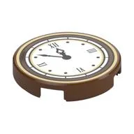 Tile Round 2 x 2 with Roman Numerals Clock Print, Reddish Brown