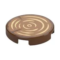 Tile Round 2 x 2 with Tree Trunk / Wood Log Print, Reddish Brown