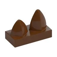 Tile Special 1 x 2 with Two Vertical Teeth / Tooth, Reddish Brown