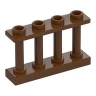 Fence Spindled 1 x 4 x 2 [4 Top Studs], Reddish Brown