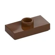 Plate Special 1 x 2 with 1 Stud with Groove and Inside Stud Holder (Jumper), Reddish Brown