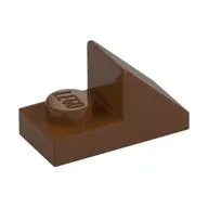 Brick Sloped 45° 2 x 1 with 2/3 Cutout [New Version], Reddish Brown