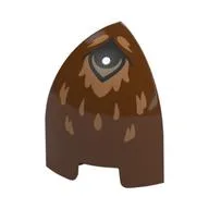 Brick Round Curved 1 x 1 x 1 1/3 Quarter Dome with Black Eye, Nougat Fur Print, Reddish Brown