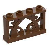 Fence Ornamented 1 x 4 x 2 with 4 Studs, Reddish Brown
