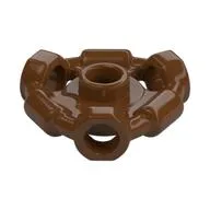 Plate Special 1 x 1 with Hole Through Stud, 3 Bars and 3 Bar Holes, Reddish Brown