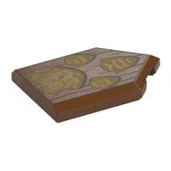 Tile Special 2 x 3 Pentagonal with Tan Shields/Crests, Lion Print, Reddish Brown