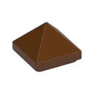 Brick Sloped 45° 1 x 1 x 2/3 Quadruple Convex [Pyramid], Reddish Brown